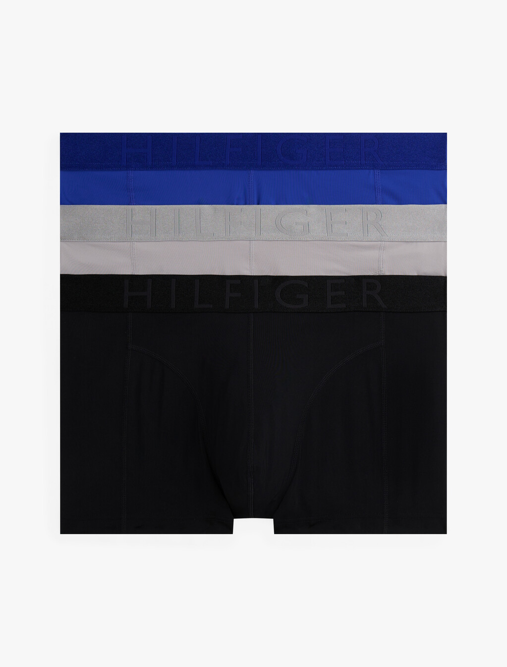 3-Pack Metallic Waistband Trunks, Blk/Wge Blu/Antq Silver, hi-res