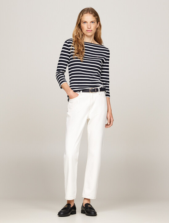 Three-Quarter Sleeve Boat Neck T-Shirt