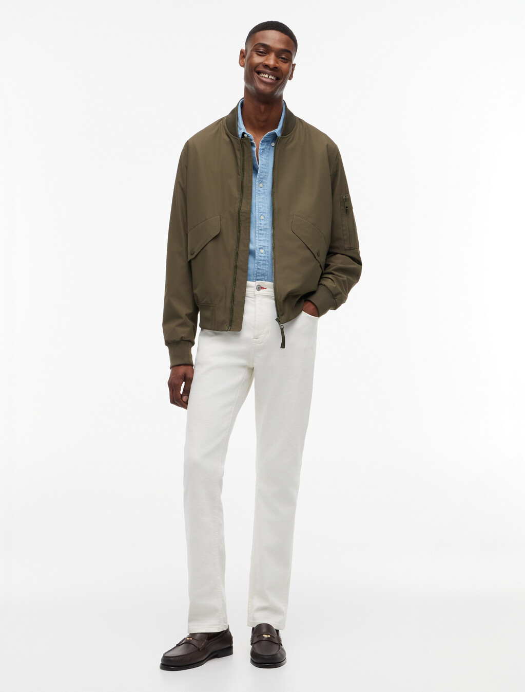 Packable Relaxed Bomber Jacket, Platinum Olive, hi-res