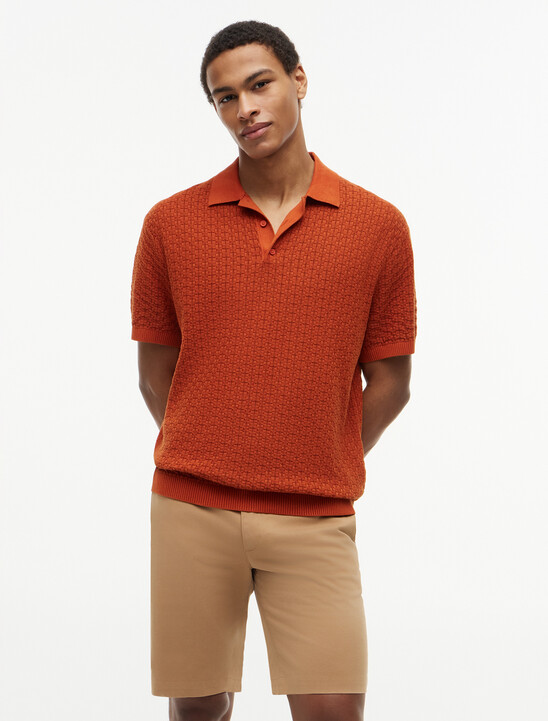 Relaxed Fit Washed Structured Polo Shirt