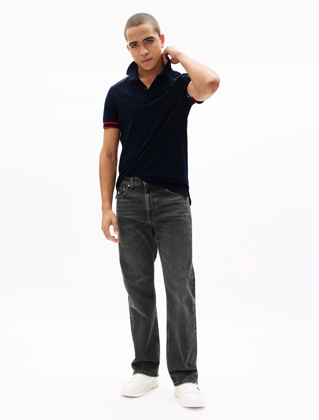 Slim Flag Cuff Polo, Dark Night Navy, hi-res