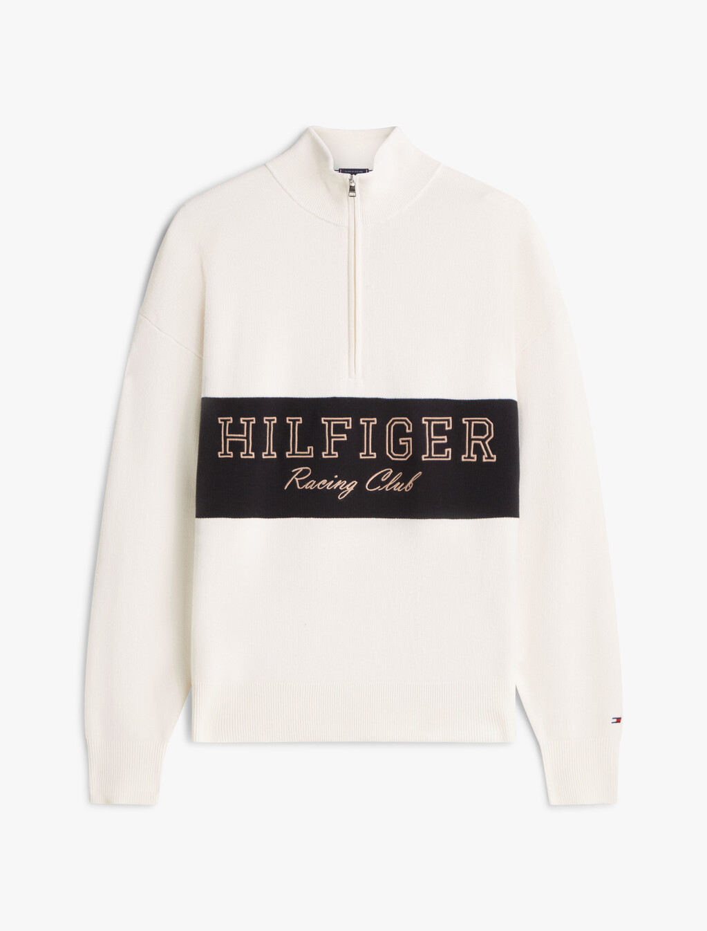 Relaxed Quarter-Zip Mock Neck Jumper, Ivory Petal, hi-res