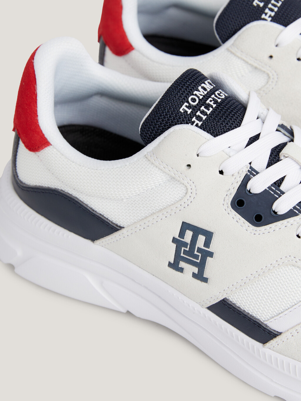 TH Modern Colour-Blocked Runner Trainers, White, hi-res