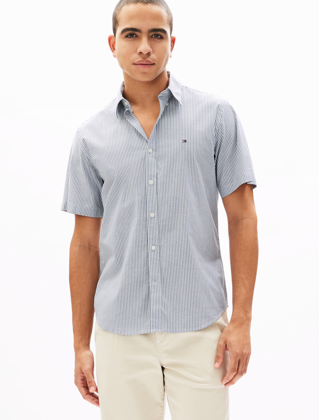 Oxford Stripe Short Sleeve Shirt, Desert Sky / Stripes, hi-res
