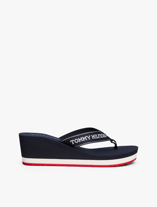 Enamel Flag Wedge Flip-Flops