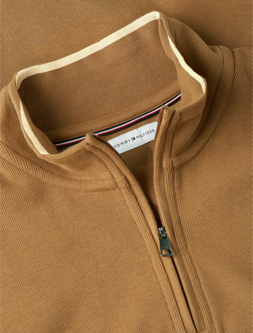 French Rib Knit 1/4 Zip Sweater, Timeless Tawny, hi-res