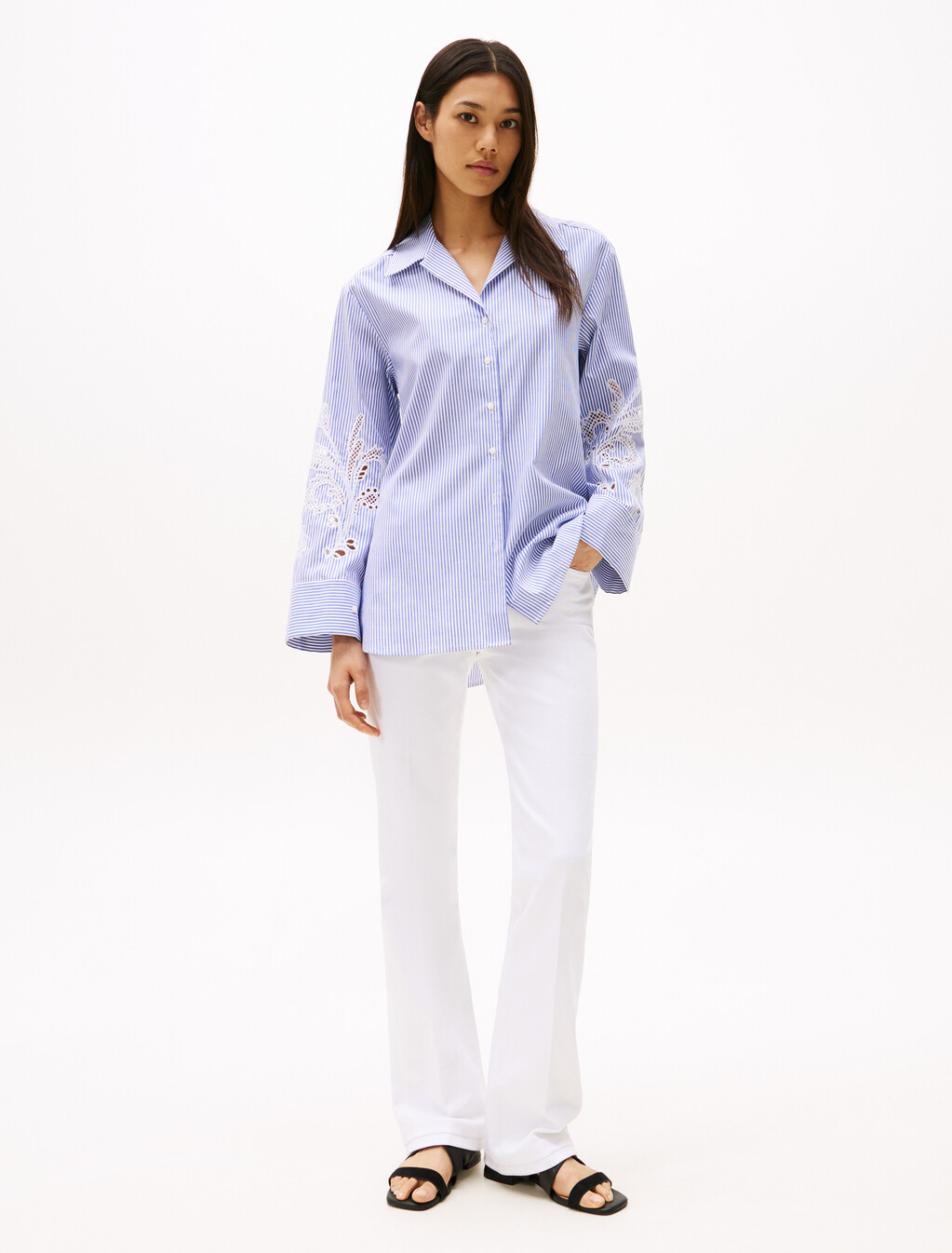 Relaxed Fit Broderie Anglaise Blouse, Classic Ithaca/ Cobalt Blue, hi-res