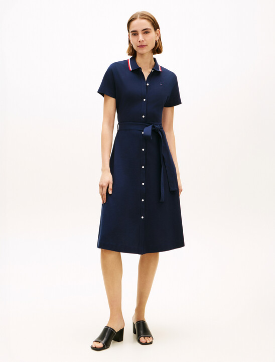 Fit & Flare Midi Polo Dress