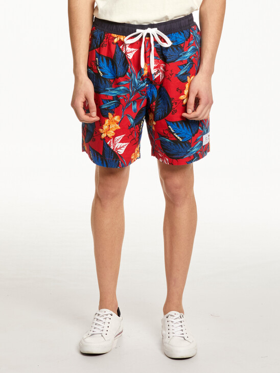 Tropical Print Beach Shorts