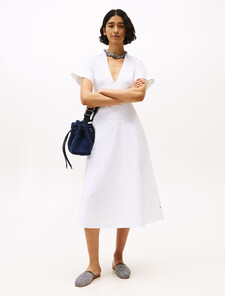 The Runway Collection Slim Midi Shirt Dress, Optic White, hi-res