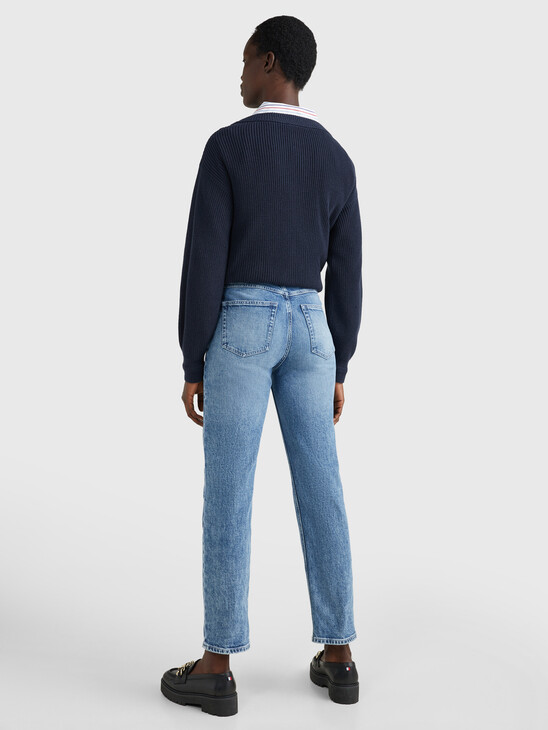 HIGH RISE STRAIGHT DISTRESSED JEANS
