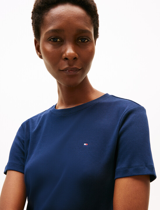 Flag Embroidery Ribbed Slim T-Shirt