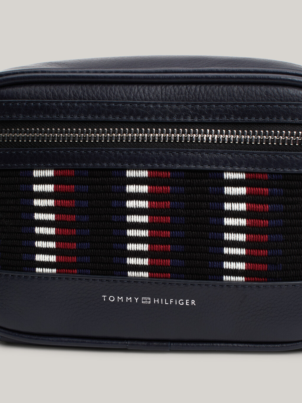 Corporate Woven Detail Leather Camera Bag, Space Blue, hi-res