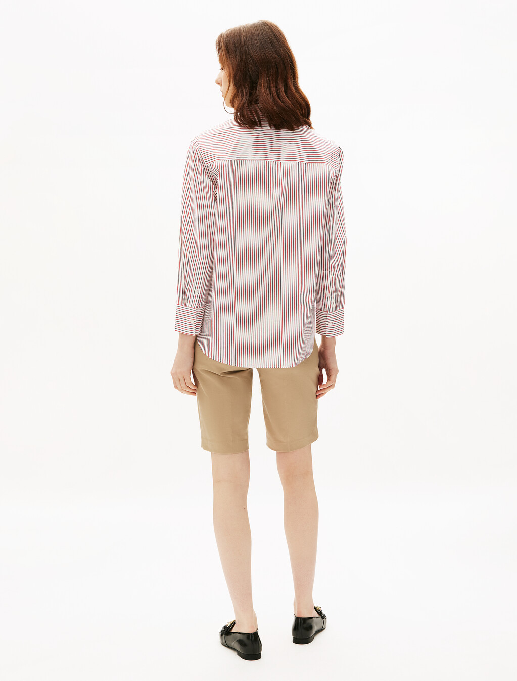 Asia Fit Essential Poplin Shirt, Red White Blue Thin Stp, hi-res