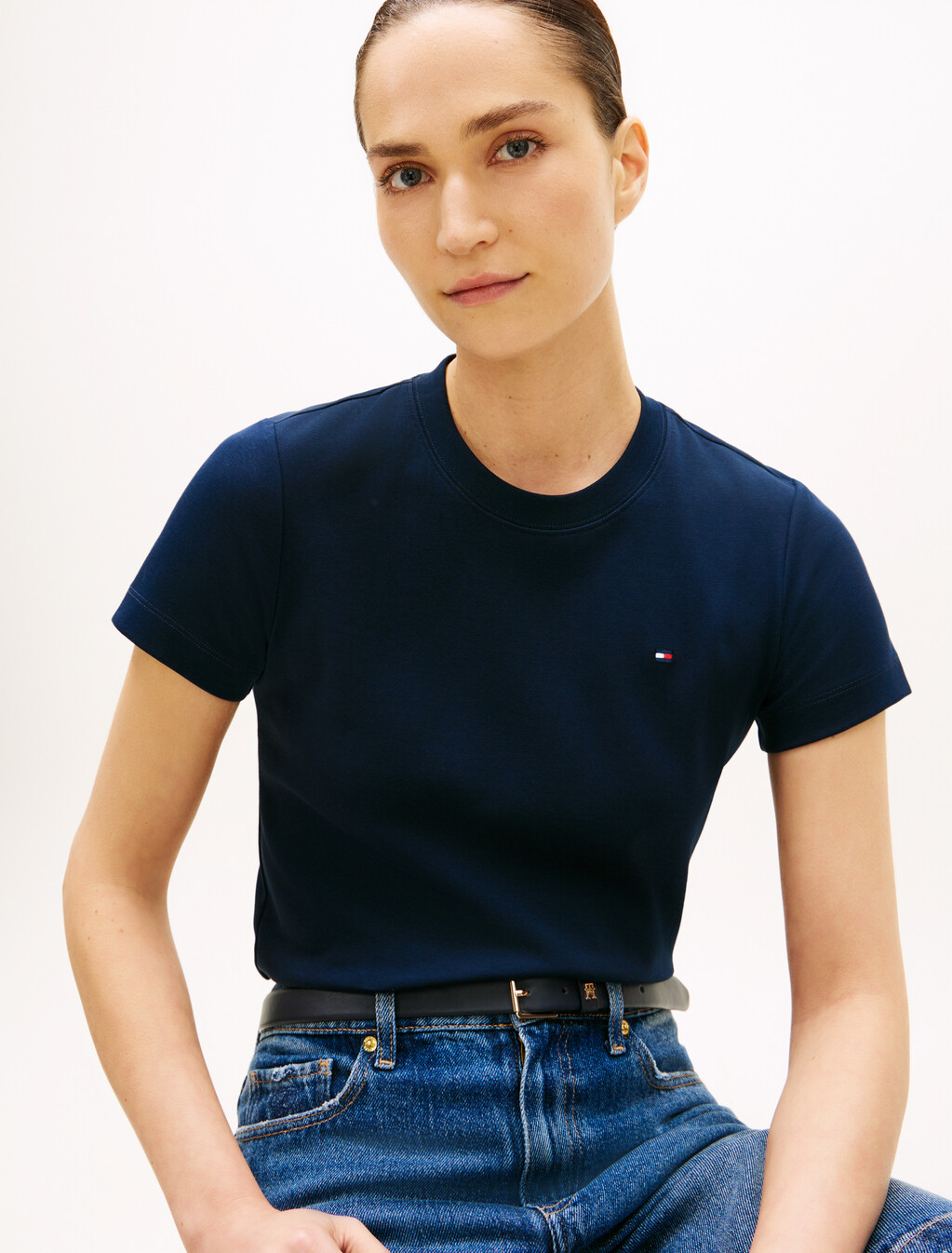 Asia Fit Double Knit Crewneck T-Shirt, Dark Night Navy, hi-res