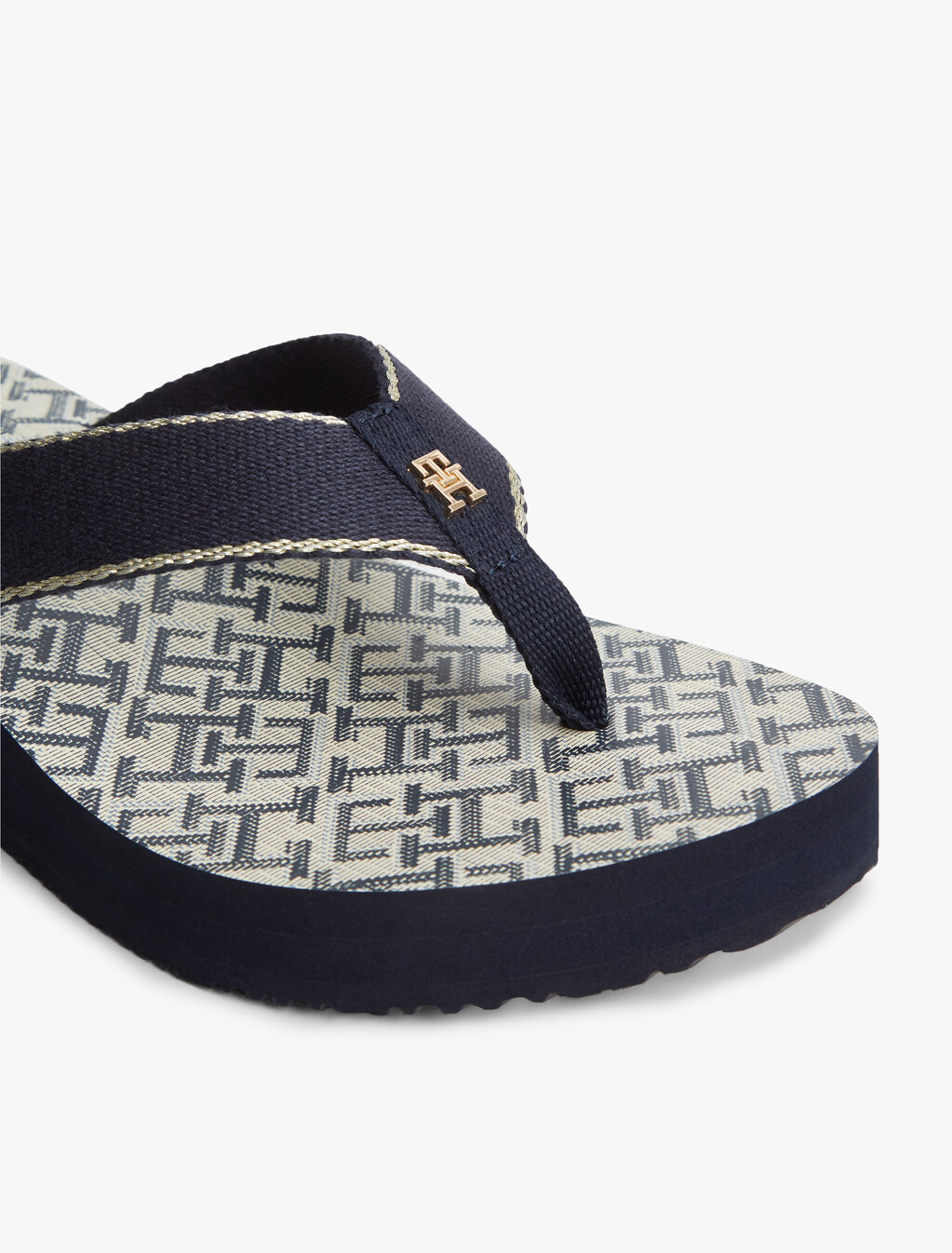 TH Monogram Wedge Heel Flip-Flops, Space Blue, hi-res
