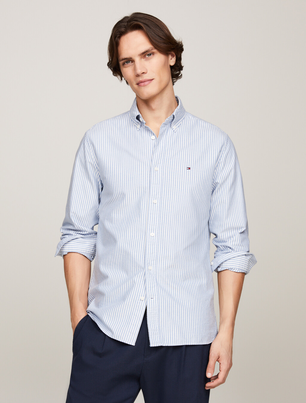 Heritage Stripe Regular Fit Oxford Shirt, Shirt Blue / White, hi-res