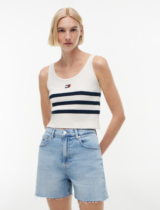 Tommy Badge Stripe Knit Tank Top