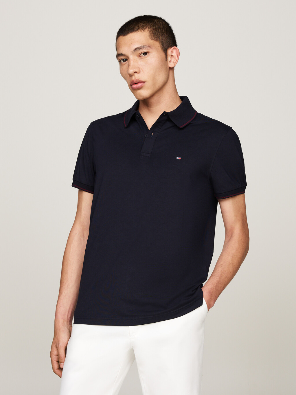 Regular Tipped Jersey Polo Shirt, Desert Sky, hi-res