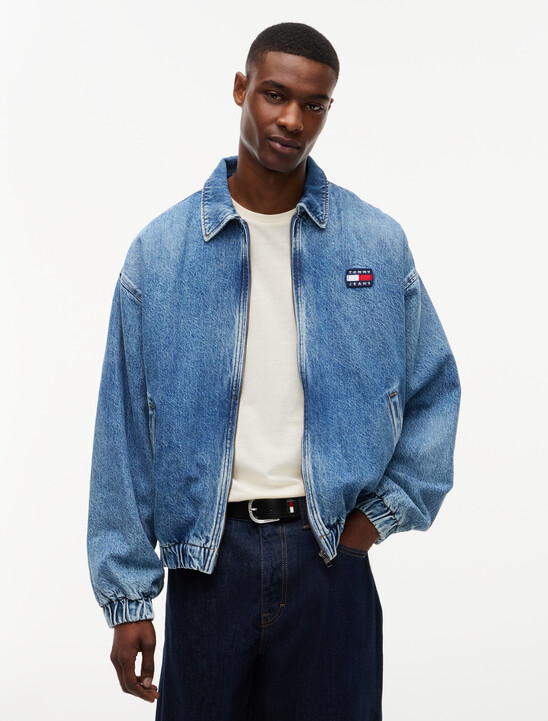 Faded Denim Relaxed Harrington Jacket