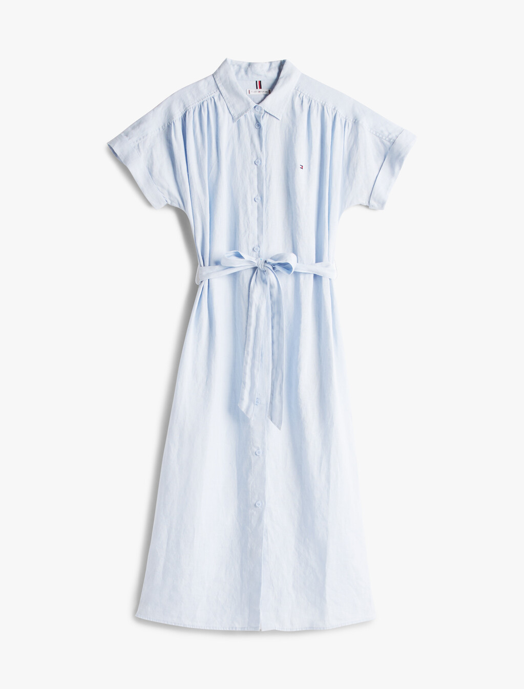 Pure Linen Midi Shirt Dress, Breezy Blue, hi-res