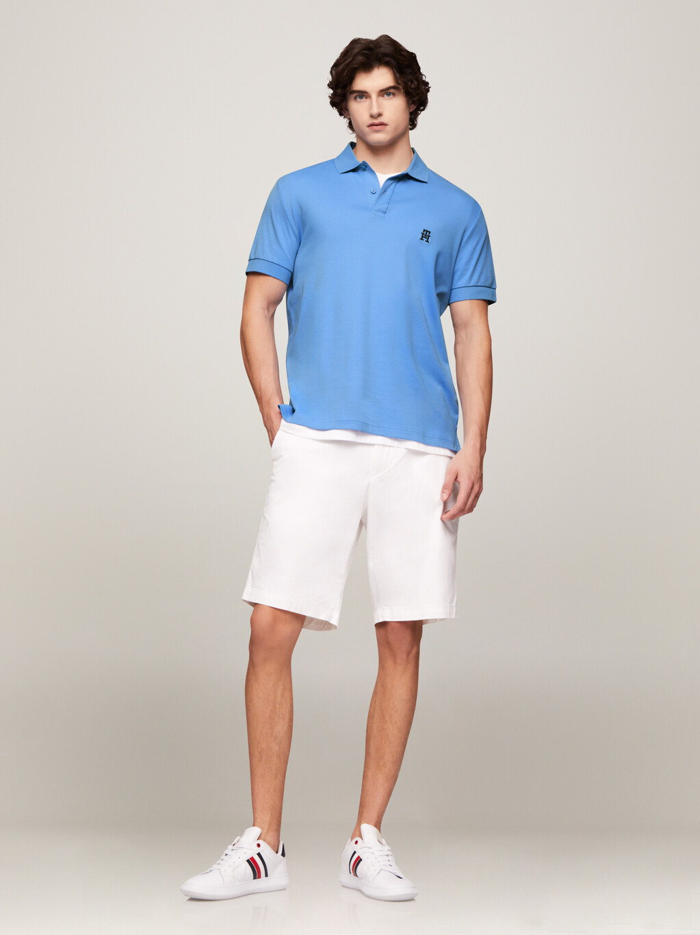 TH Monogram Regular Fit Polo, Blue Spell, hi-res