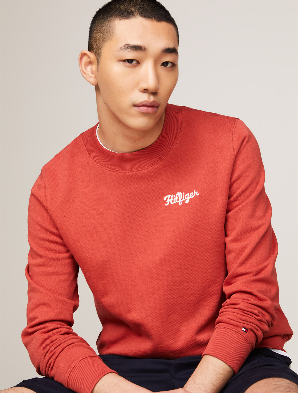 Crew Neck Chest Logo Sweatshirt, Terra Red, hi-res