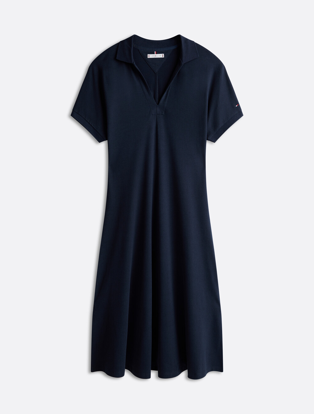 Asia Fit Lyocell Open Neck Midi Dress, Dark Night Navy, hi-res