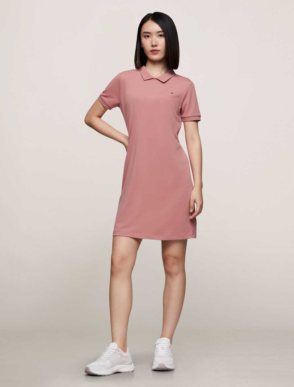 PIQUE POLO DRESS, Teaberry Blossom, hi-res