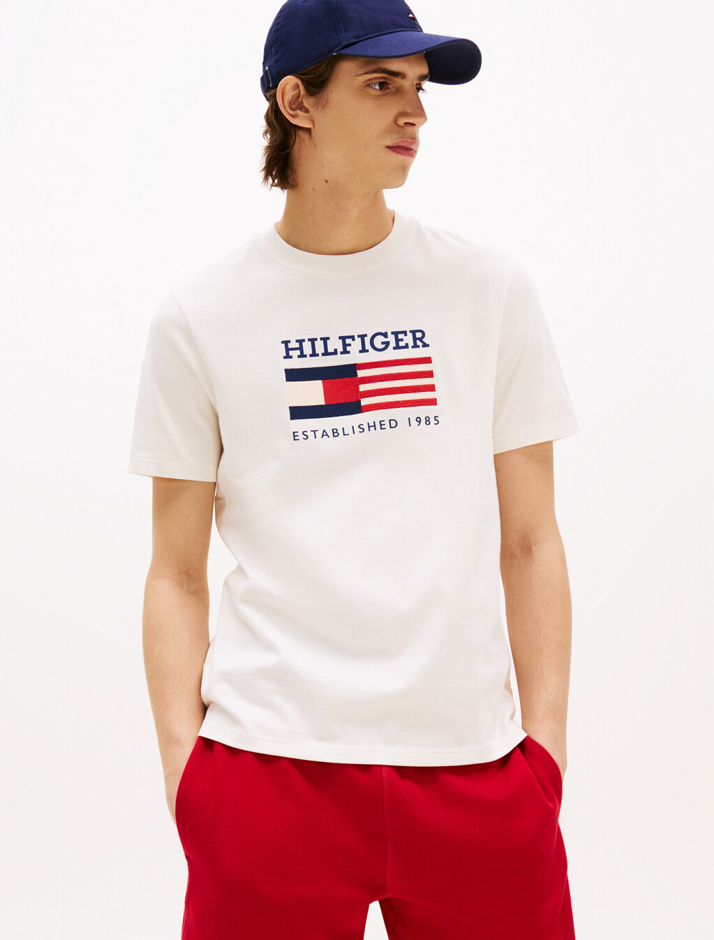 Americana Monotype Flag Box T-Shirt, Ivory Petal, hi-res