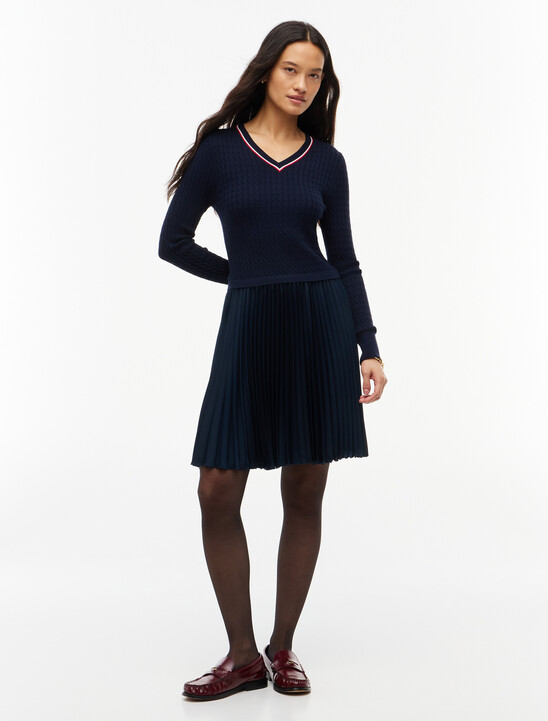 Crepe Mixed Texture Mini Dress