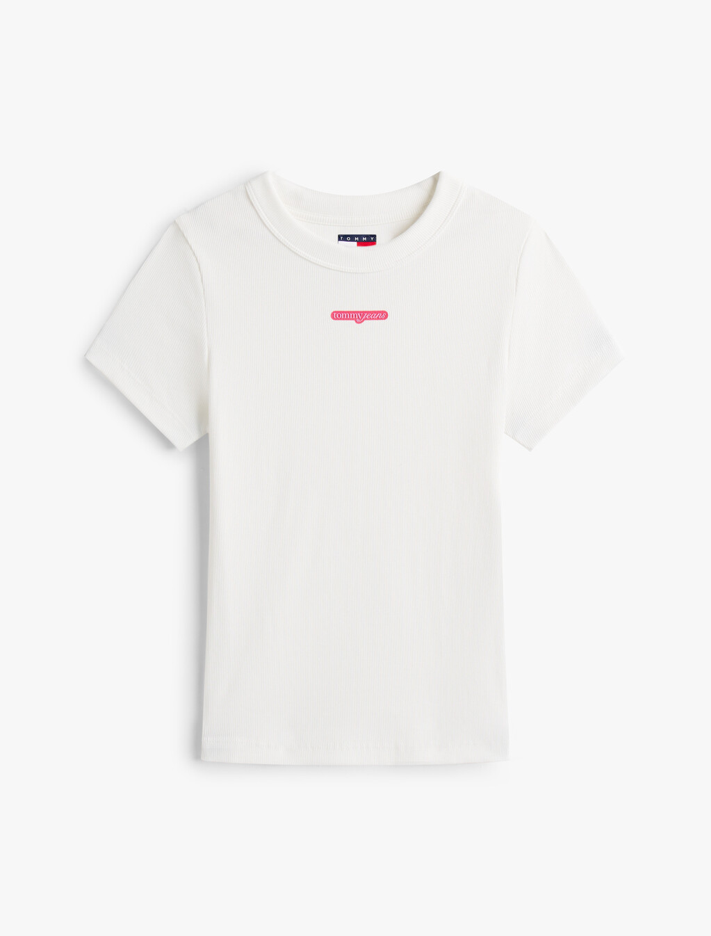 Script Logo Rib Knit T-Shirt, Ecru, hi-res