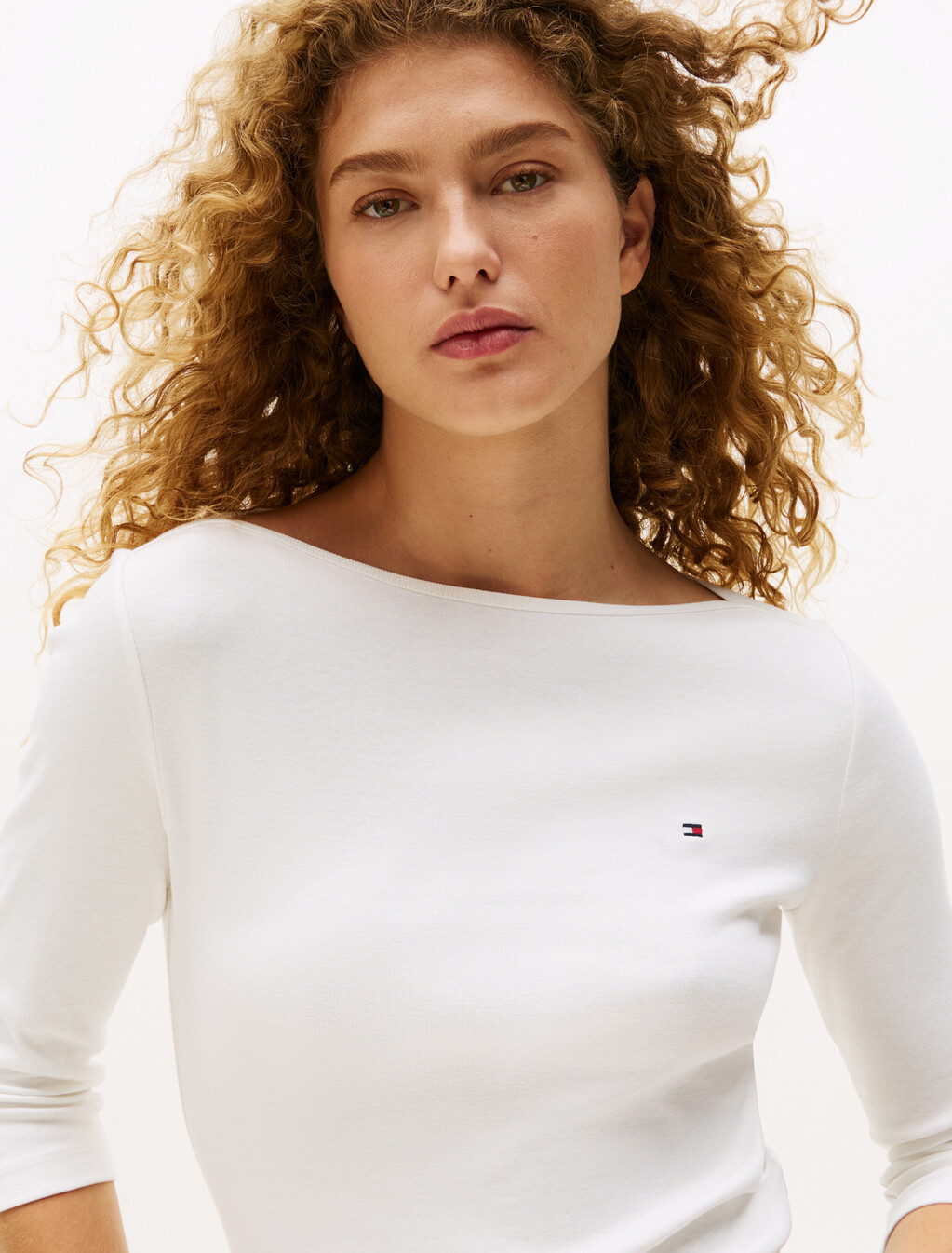 Three-Quarter Sleeve Boat Neck T-Shirt, Nos Ecru, hi-res