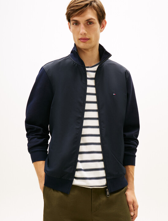 Essential Mix Fabric Zip Thru Jacket