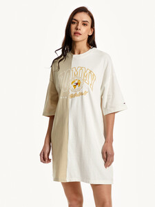 Buy College Spliced Logo T-Shirt Dress in color SAVANNAH SAND