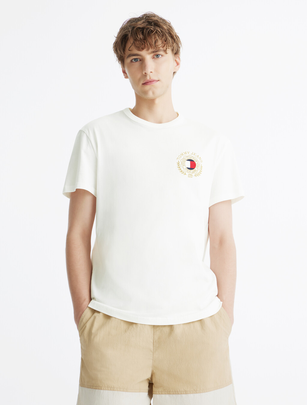 Tommy Crest T-Shirt, Ecru, hi-res