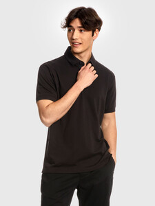 Buy INTERLOCK REGULAR FIT POLO in color BLACK