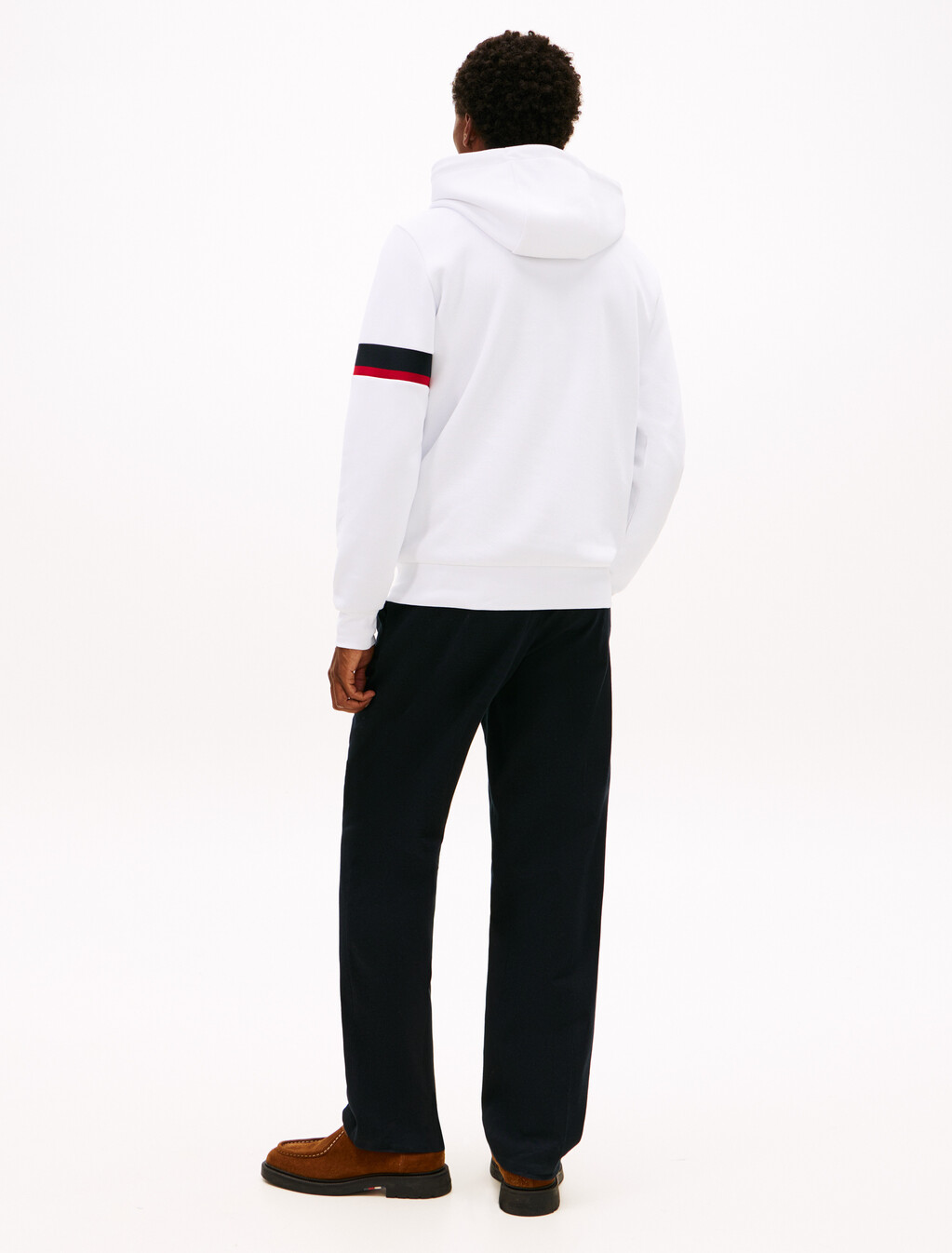 Stripe Panel Insert Hoodie, White, hi-res