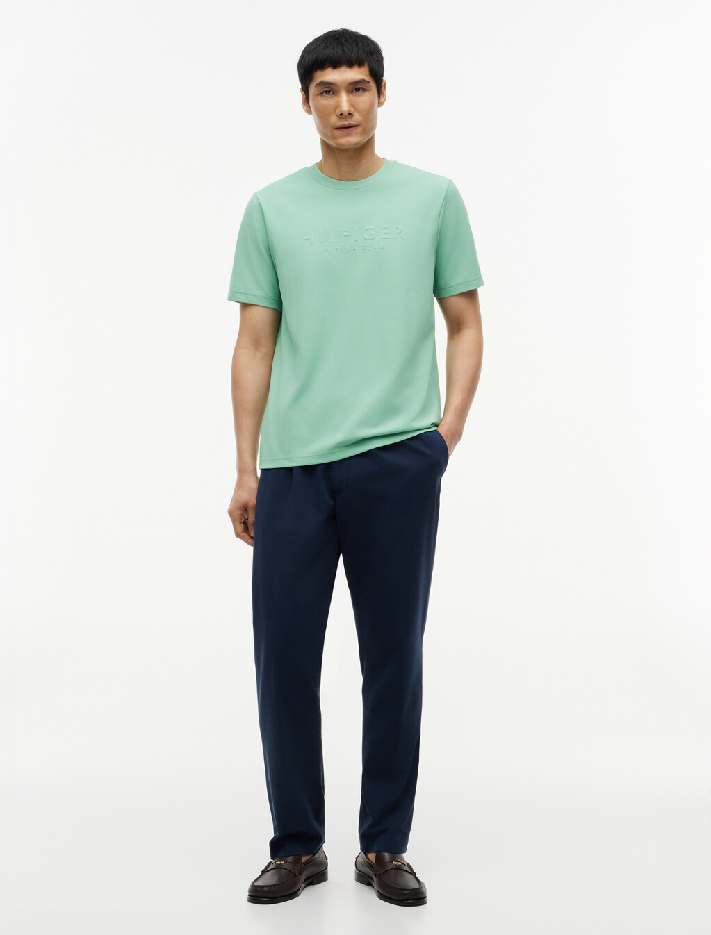 Embossed Logo Pique Interlock Knit T-Shirt, Cut Grass, hi-res