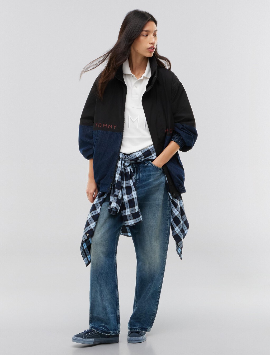 Tommy Hilfiger x FRGMT Colour-Blocked Regatta Jacket, Black / Flat Wash Denim, hi-res