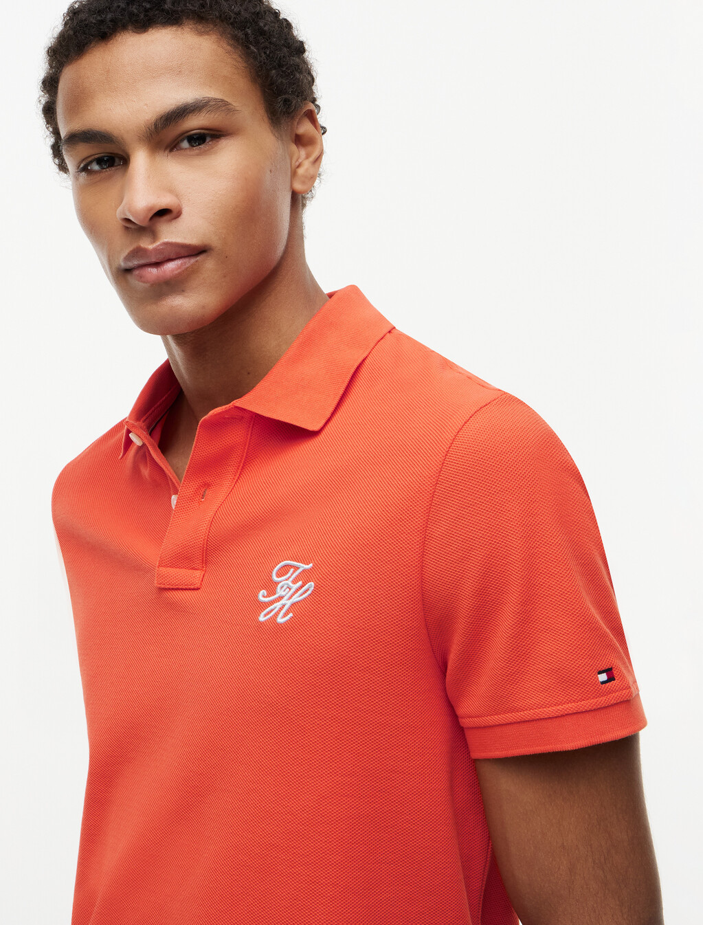 Asia Fit Script Logo Regular Polo, Brilliant Orange, hi-res