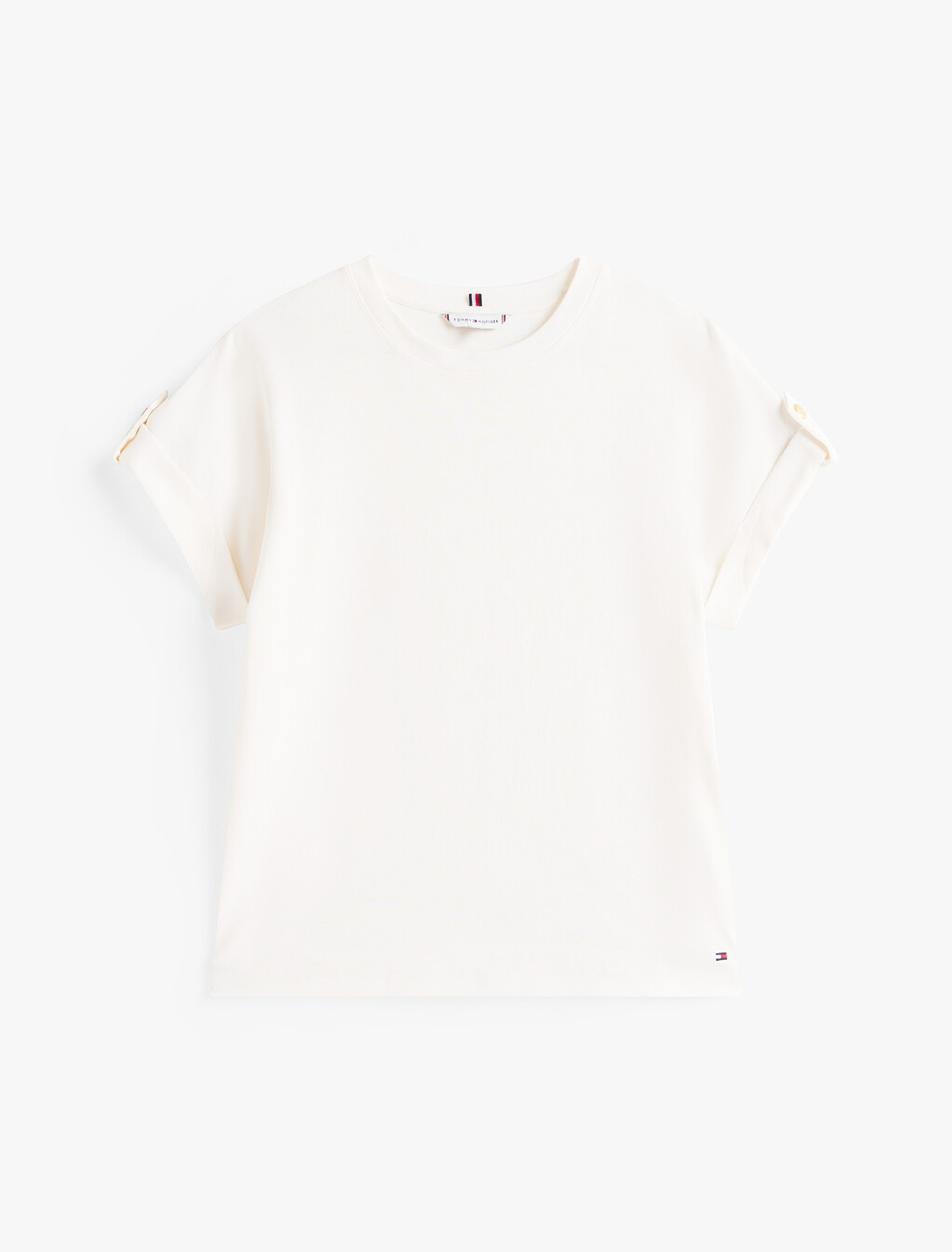 Roll Tab Sleeve T-Shirt, Ivory Silk, hi-res