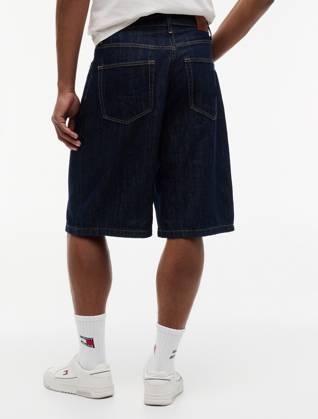 Theo Loose Denim Shorts With Linen, Denim Dark, hi-res