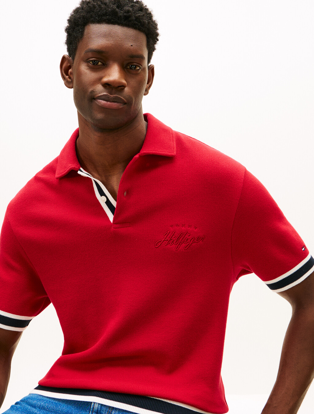 Flat Knit Classic Fit Polo, Medium Red, hi-res