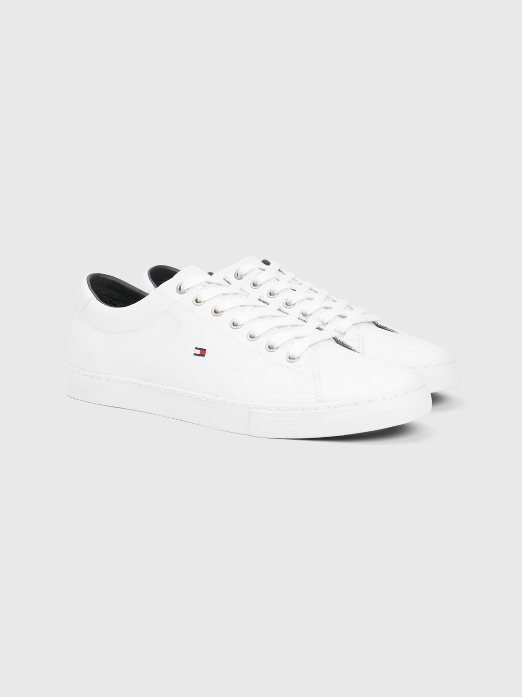 Essential Leather Lace-Up Trainers | white | Tommy Hilfiger Malaysia