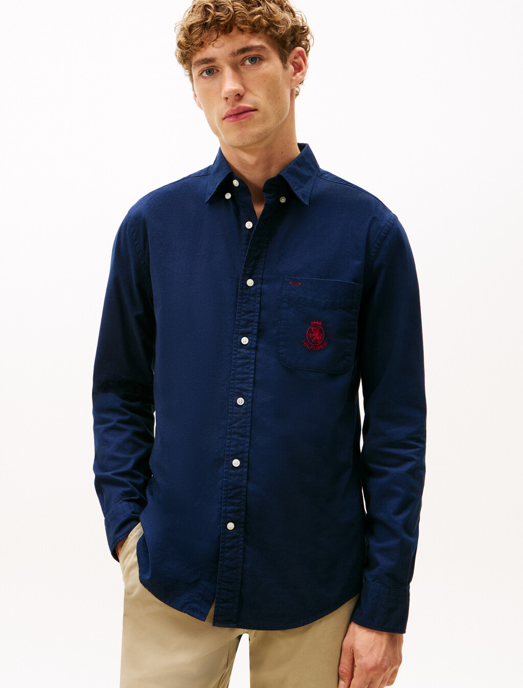 Regular Fit Brushed Oxford Shirt, Preppy Navy, hi-res
