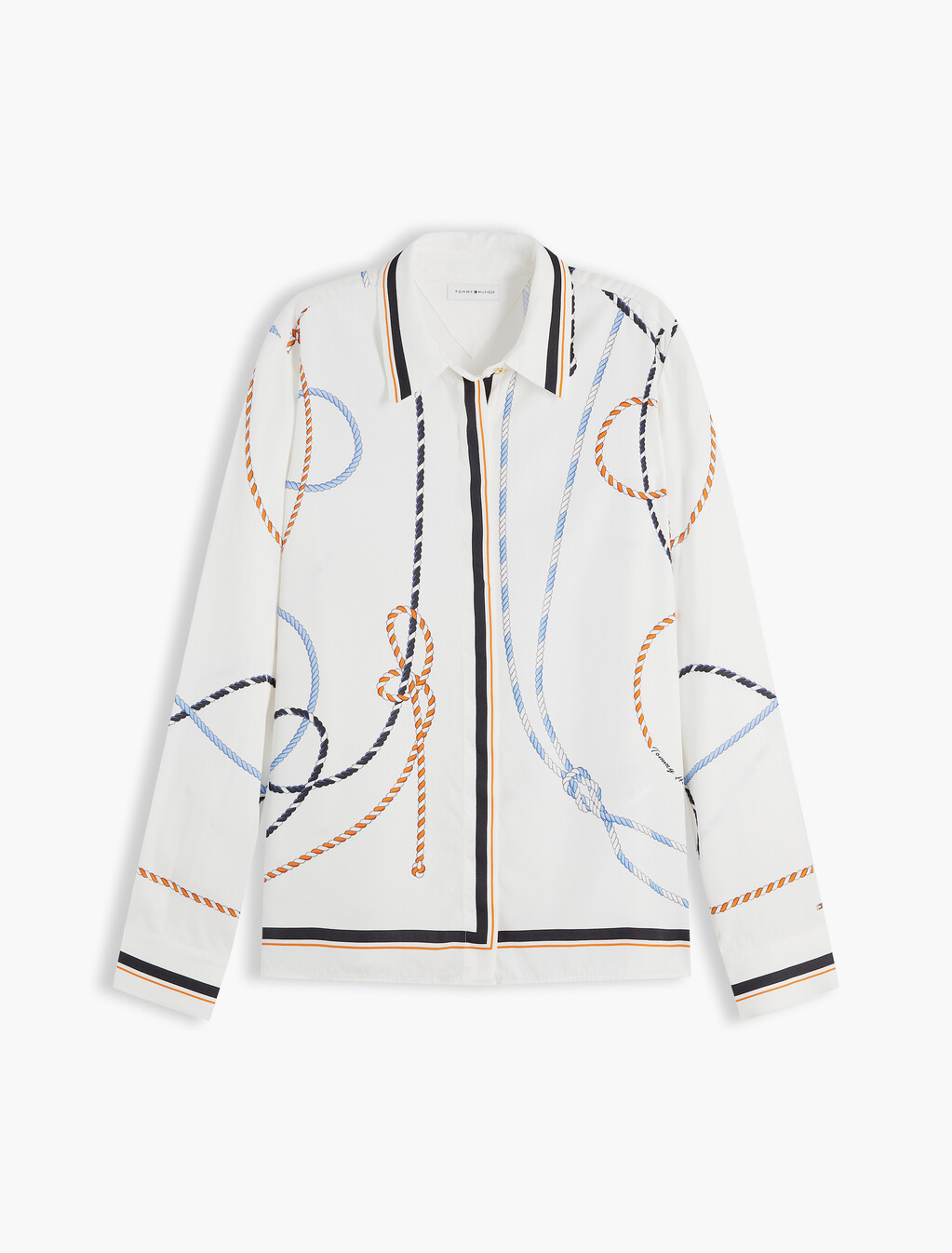 Regular Fit Rope Print Gold-Tone Button Shirt, Placed Multi Color Rope, hi-res