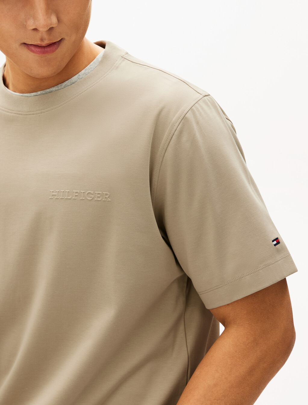 Embossed Hilfiger T-Shirt, Sandalwood, hi-res