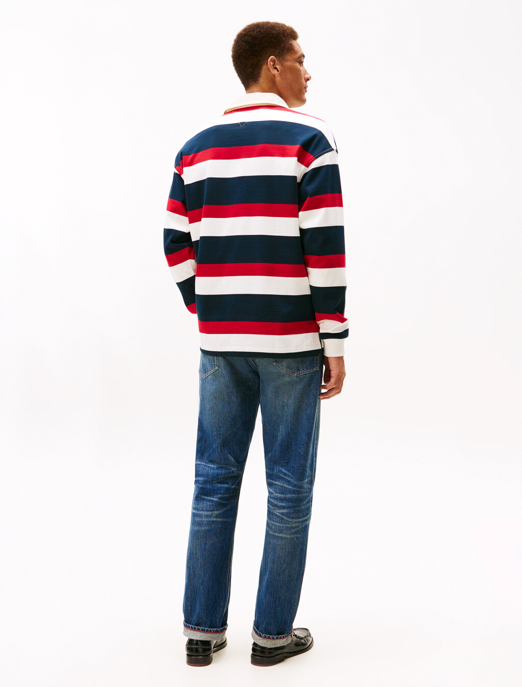 Logo Appliqu&eacute; Stripe Relaxed Rugby Shirt, Ecru / Multi, hi-res