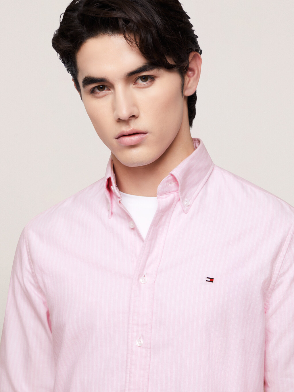 條紋標準版型裇衫, Classic Pink / Optic White, hi-res